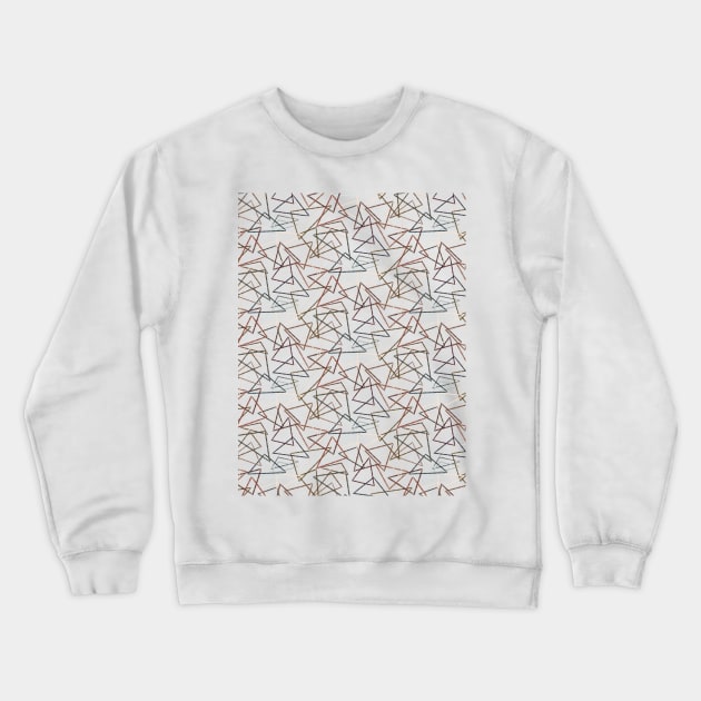Distressed Chaotic Triangles Pattern Crewneck Sweatshirt by Scrabbly Doodles